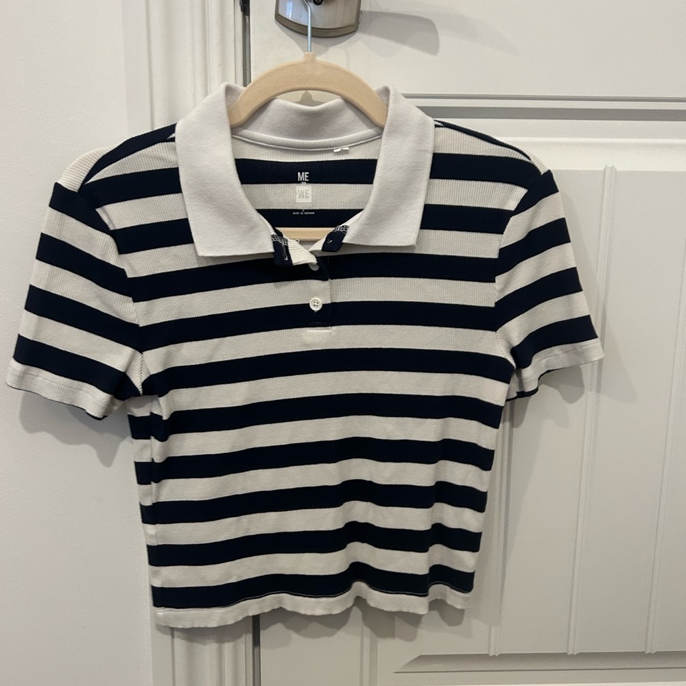 Striped Collared Crop Top